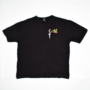 VTG Looney Tunes Embroidered Bugs Bunny & Marvin the Martian Pocket T-Shirt -XXL